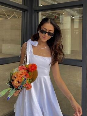 Show me your mumu Claire mini poplin dress in white